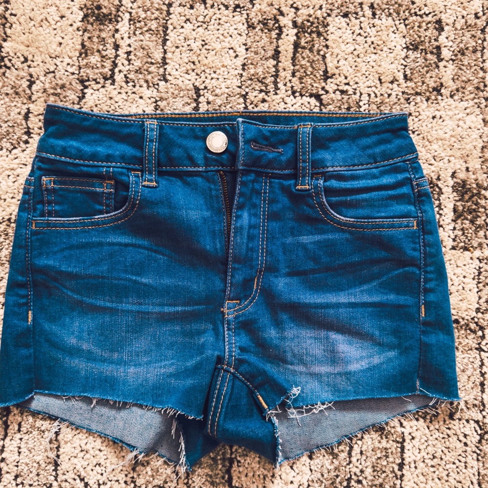 American Eagle Outfitters Dark Blue Denim Cutoff Shorts
